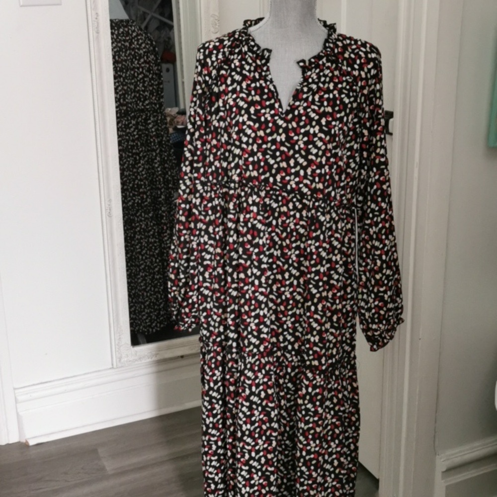 Suzanne Betro Maxi Cottagecore Peasant Style Dress with Pockets. Size Large